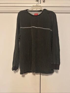 Supreme Black Long Sleeve Shirt with White Chest Stripe
